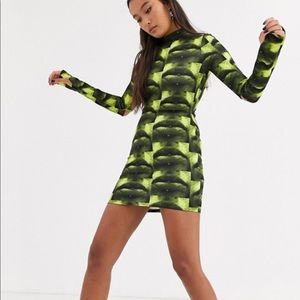 ASOS Green and Black Long Sleeve Dress